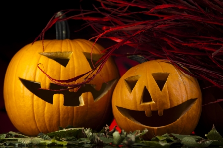 Funny face pumpkin, Halloweenの写真素材