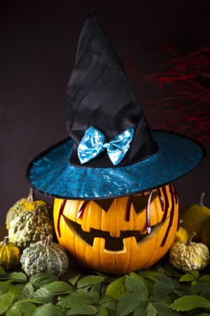 Funny face pumpkin, Halloweenの写真素材