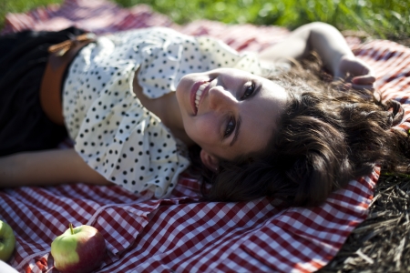 Girl on a picnic の写真素材