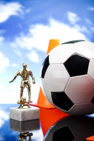 Classic black white soccer ball の写真素材