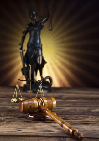 Statue of lady justice, Law concept and sunsetの写真素材