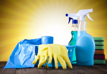 Variety of cleaning productsの写真素材