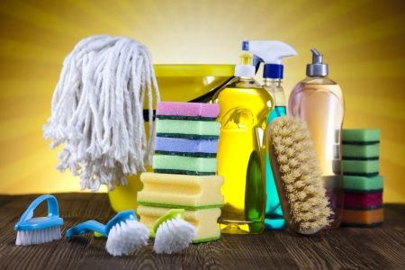 Variety of cleaning productsの写真素材