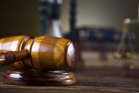 Law and justice concept, wooden gavelの写真素材