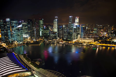Singapore city skyline at night のeditorial素材