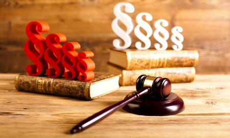 Justice gavel and paragraph symbols