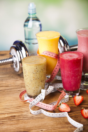 Healthy diet, protein shakes, sport and fitnessの写真素材