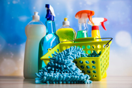 Cleaning supplies,home work colorful themeの写真素材