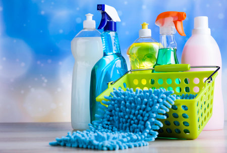 Cleaning products, home work colorful themeの写真素材