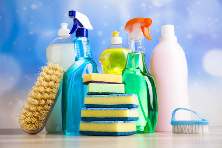 Cleaning supplies,home work colorful themeの写真素材