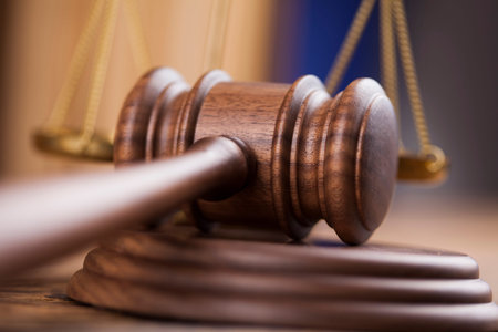Wooden gavel barrister, justice concept, legal system