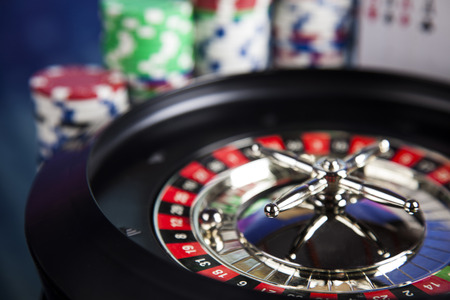 Roulette in casino and Poker Chipsの写真素材