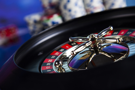 Roulette in casino and Poker Chipsの写真素材