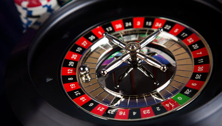 Casino roulette and playing chips