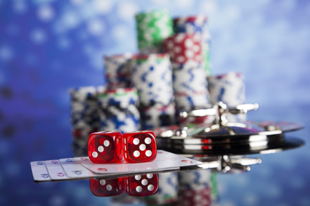 Poker Chips on a gaming conceptの写真素材