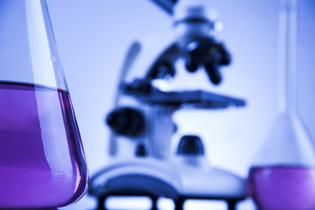 Microscope in medical laboratory glasswareの写真素材