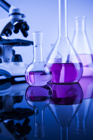 Microscope in medical laboratory glasswareの写真素材