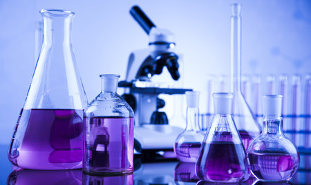 Microscope in medical laboratory glasswareの写真素材