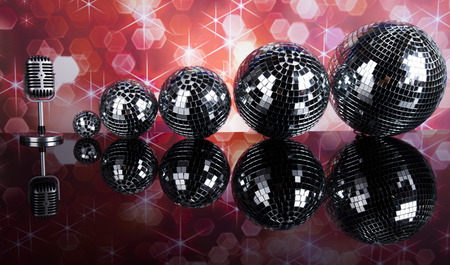 Retro microphone and Music backgroundの写真素材