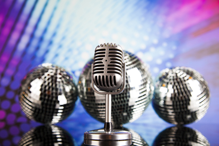 Retro microphone and Music backgroundの写真素材