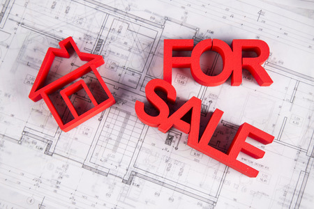 House under construction, blueprints conceptの写真素材
