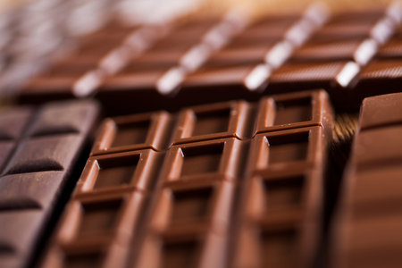 Chocolate , candy sweet, dessert food on wooden background