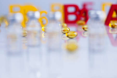 Medicine and healthy, Close up of capsules backgroundの写真素材