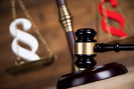 Wooden gavel barrister, justice concept, paragraphの写真素材