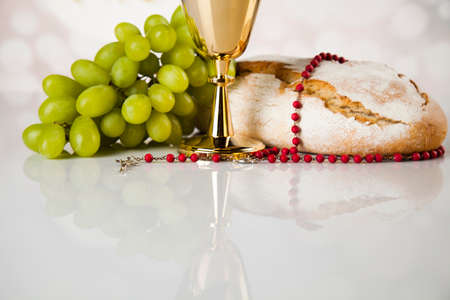 Holy communion elements on white backgroundの写真素材