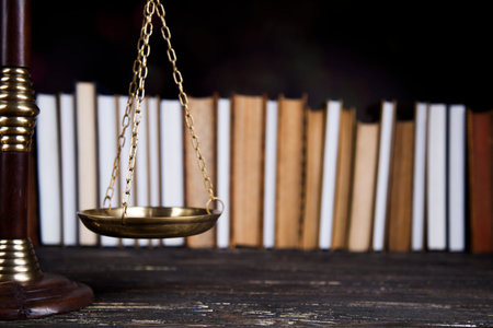 Law and justice concept, legal code and scales