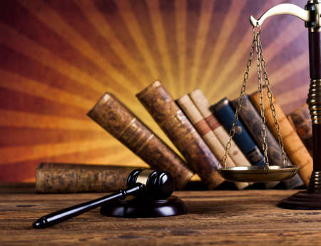 Mallet, legal code and statue of justice, Law conceptの写真素材