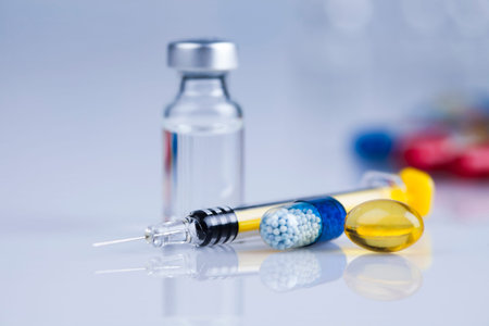 Medicine and healthy, Close up of capsules backgroundの写真素材