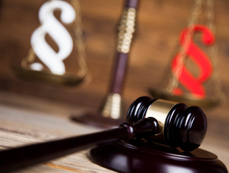 Paragraph, law theme, mallet of judge, wooden gavel