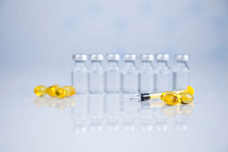 Medicine and healthy, Close up of capsules backgroundの写真素材