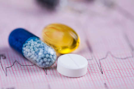 Medicine and healthy, Close up of capsulesの写真素材