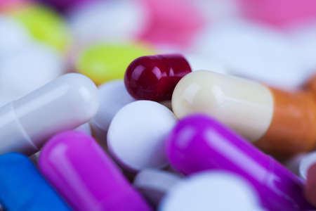 Closeup of medical capsule, healthy backgroundの写真素材