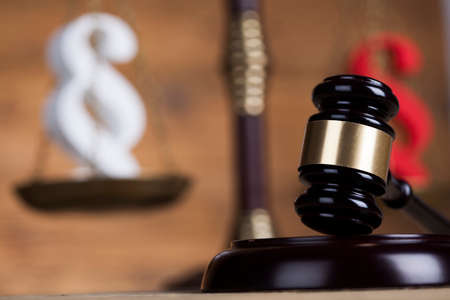 Wooden gavel barrister, justice concept, paragraphの写真素材