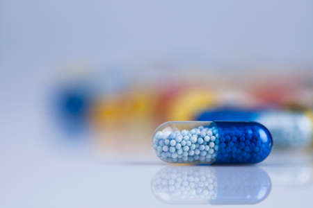 Medicine and healthy, Close up of capsulesの写真素材