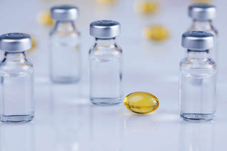 Medicine and healthy, Close up of capsules backgroundの写真素材