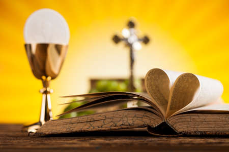 Holy Communion Bread, Wine for christianity religionの写真素材