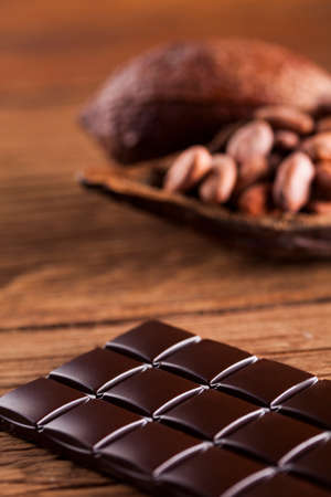 Bars Chocolate , candy sweet, dessert food on wooden backgroundの写真素材