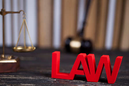 Law and justice concept, wooden gavelの写真素材