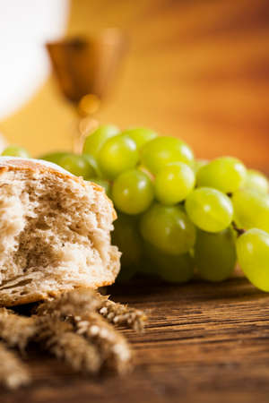 Holy Communion Bread, Wine for christianity religionの写真素材