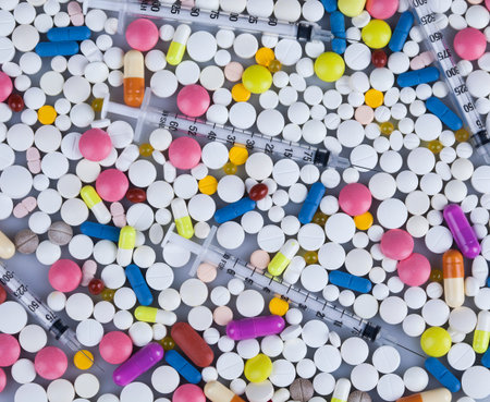 Closeup of medical capsule, healthy backgroundの写真素材