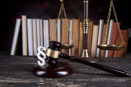 Law and justice concept, legal code and scalesの写真素材