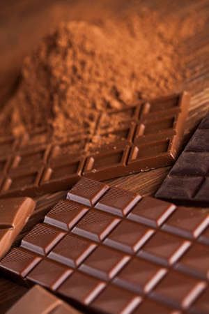 Cocoa pod and chocolate bar and food dessert backgroundの写真素材