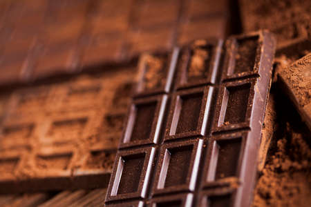 Chocolate sweet, cocoa and food dessert backgroundの写真素材