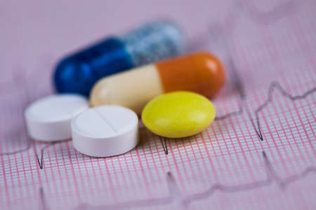 Closeup of medical capsule, healthy backgroundの写真素材