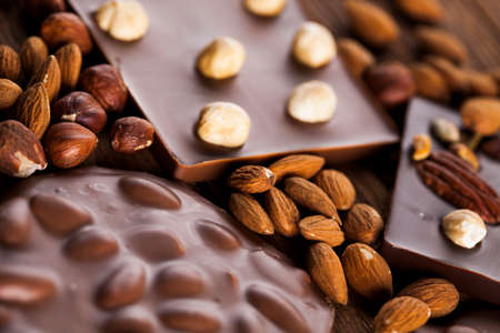 Cocoa pod and chocolate bar and food dessert backgroundの写真素材