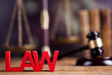 Law wooden gavel barrister, justice concept, legal system